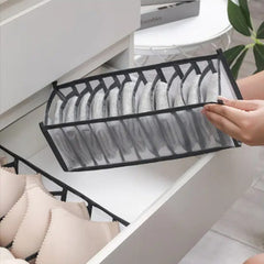 11 Grids Mesh Closet Shelf Organizer for Socks - Foldable Drawer Storage Box