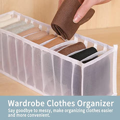 11 Grids Mesh Closet Shelf Organizer for Socks - Foldable Drawer Storage Box