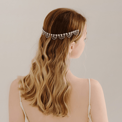 Rhinestone Headband With Comb Soft Chain Back Head Hair Tassel
