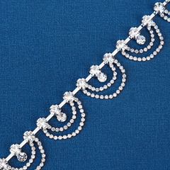 Rhinestone Headband With Comb Soft Chain Back Head Hair Tassel