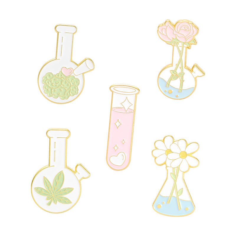 Cartoon Bottle Plant Series Metal Pin Badge for Clothes Backpack Hat