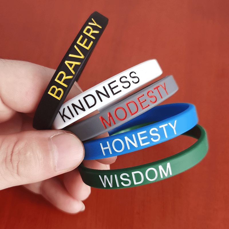 1pc Positive Words Silicone Wristbands With Text Message Solid Rubber Bracelets
