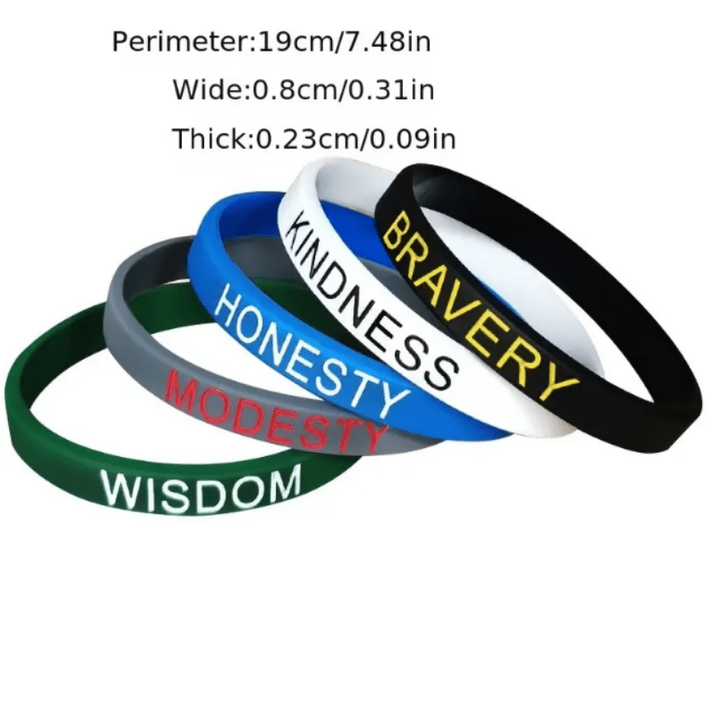 1pc Positive Words Silicone Wristbands With Text Message Solid Rubber Bracelets