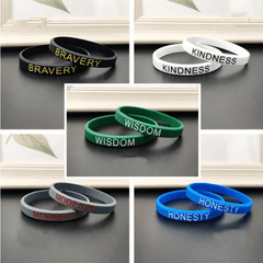 1pc Positive Words Silicone Wristbands With Text Message Solid Rubber Bracelets