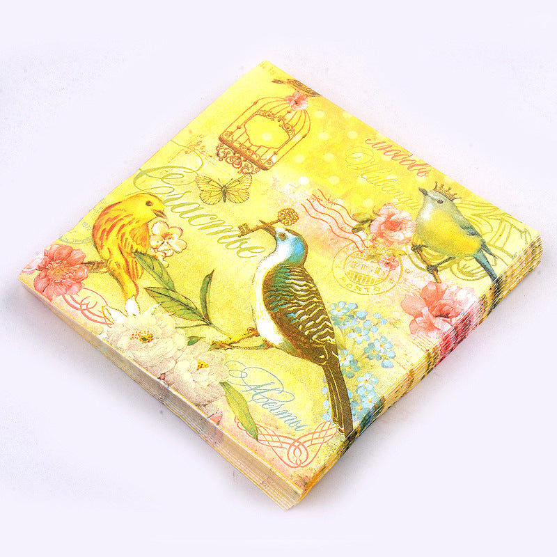 20pcs Bird Finch Colorful Printing Napkin Wedding Party Placemat