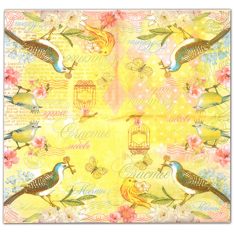 20pcs Bird Finch Colorful Printing Napkin Wedding Party Placemat