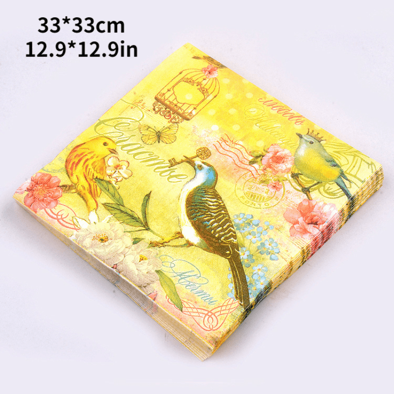20pcs Bird Finch Colorful Printing Napkin Wedding Party Placemat