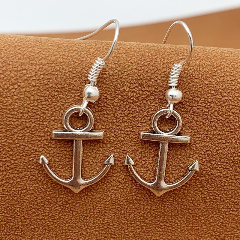 Retro Silvery Anchor Earrings & Fashionable Jewelry for Women