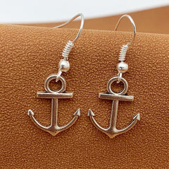 Retro Silvery Anchor Earrings & Fashionable Jewelry for Women