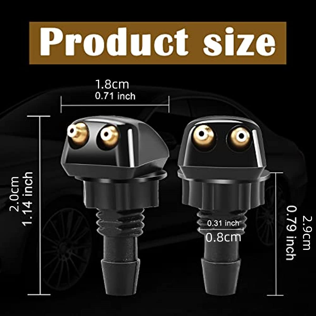Vehicle Windshield Washer Nozzle 2pcs Straight Pillar Nozzle