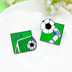 Football Goal Shooting Cartoon Brooch for Backpacks Jackets Hats