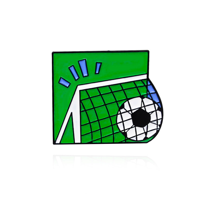 Football Goal Shooting Cartoon Brooch for Backpacks Jackets Hats