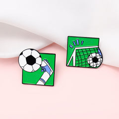 Football Goal Shooting Cartoon Brooch for Backpacks Jackets Hats