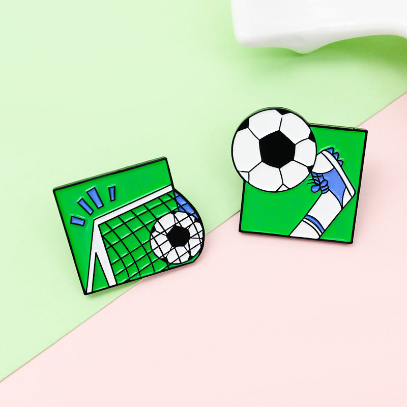 Football Goal Shooting Cartoon Brooch for Backpacks Jackets Hats