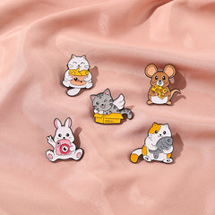 Animal Pins For Men - Cat Rabbit Mouse Brooch