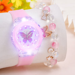 Butterfly LED Light Up Quartz Wrist Watches Silicone Strap Non Waterproof
