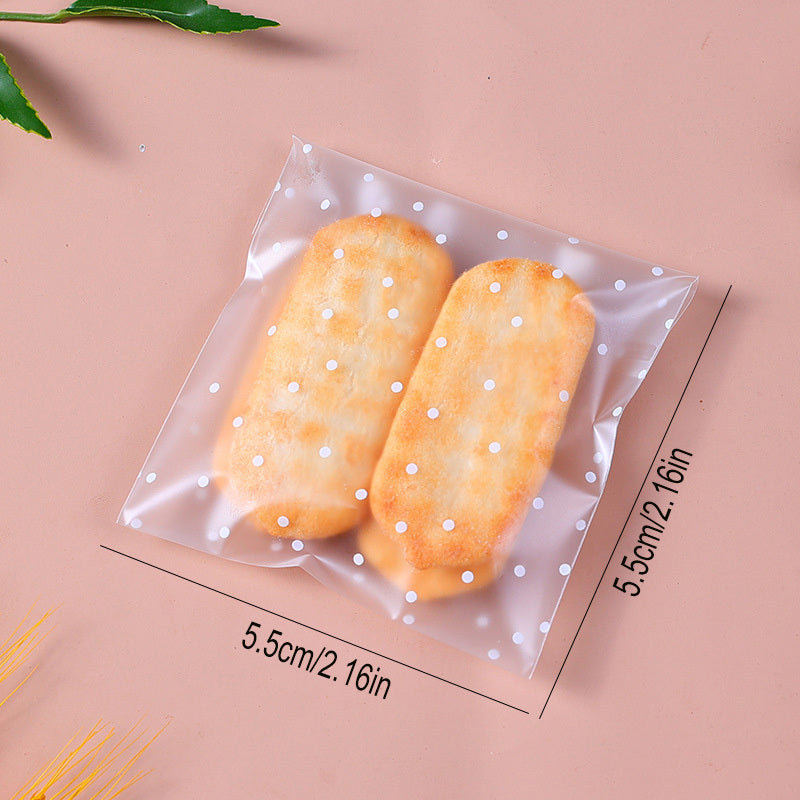 100pcs Christmas Candy Bags Self Sealing Cellophane with Polka Dot Pattern