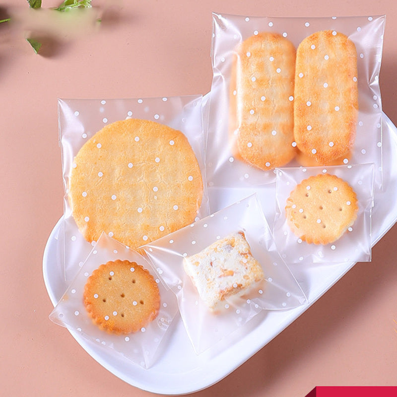 100pcs Christmas Candy Bags Self Sealing Cellophane with Polka Dot Pattern