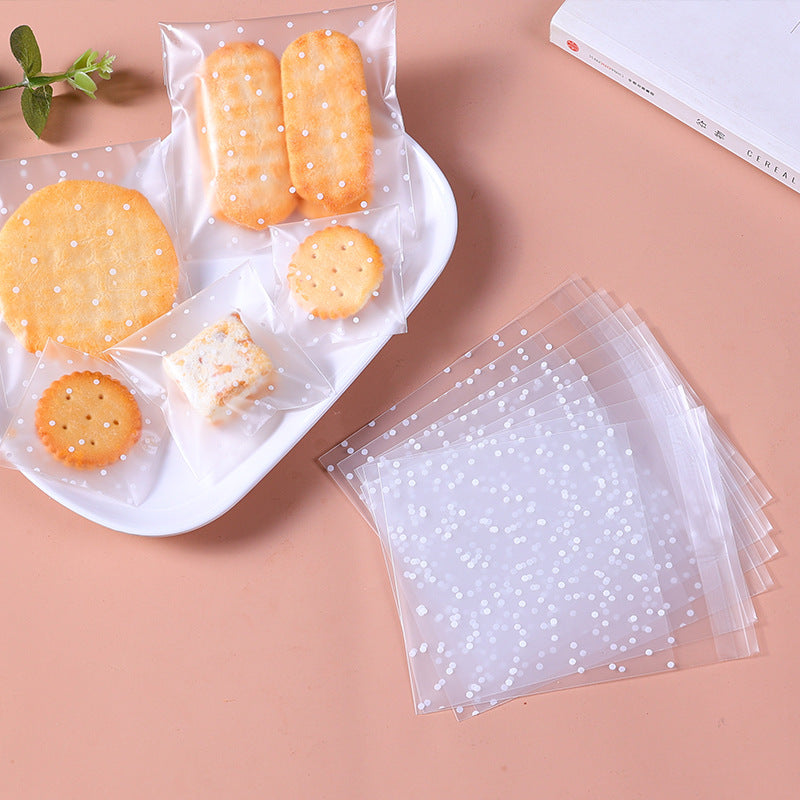 100pcs Christmas Candy Bags Self Sealing Cellophane with Polka Dot Pattern