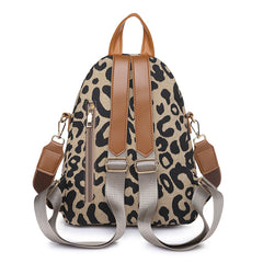 Leopard Flap Backpack Purse Women's Zipper Front Travel Daypack