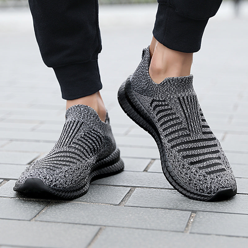 Men's Breathable Knit Slip On Sneakers Comfortable Anti skid Shoes