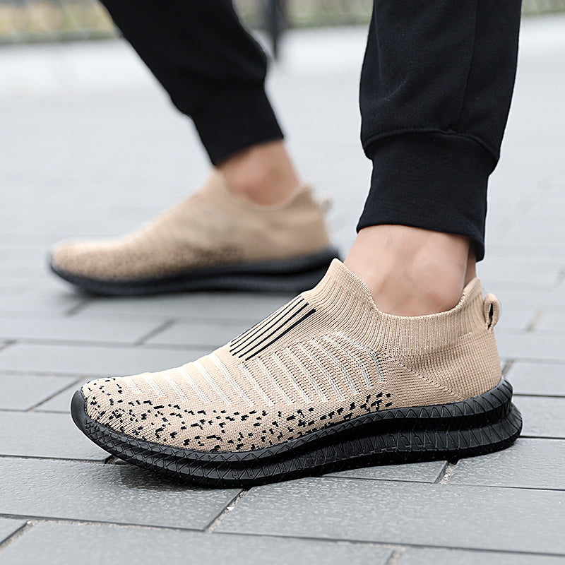 Men's Breathable Knit Slip On Sneakers Comfortable Anti skid Shoes