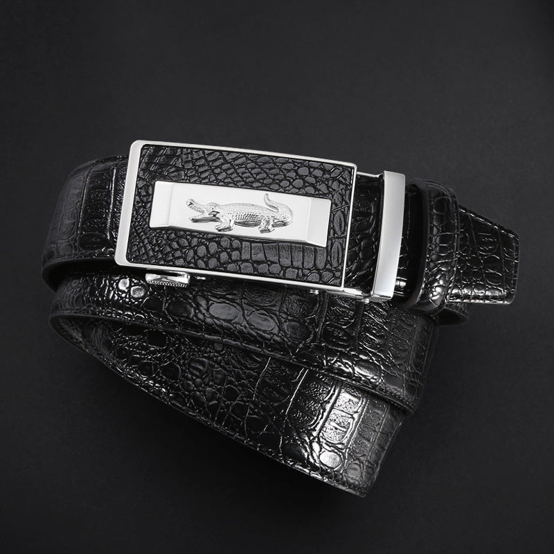 Men's Leather Belt with High Alloy Buckle