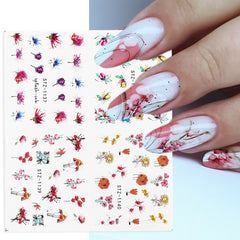 Watercolor Flower Nail Stickers Abstract Leaf Tattoo Decals