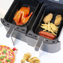 Air Fryer Accessories Set with Silicone Liner, Double Layer Rack, BBQ Skewers