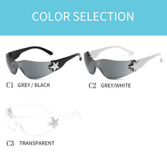 Men's Star Pattern Rimless Sunglasses UV Protection Glasses
