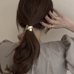 Golden Metal Hair Tie High Elastic Rubber Band Head Rope