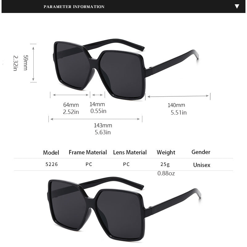 Oversized Square Sunglasses Casual Gradient Glasses UV400