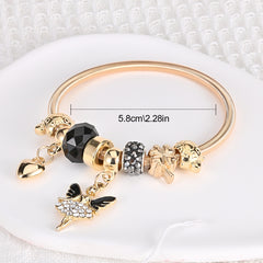 Rose Golden Ballerina Butterfly Pendant Bracelet Women Girls Cuff Bangle