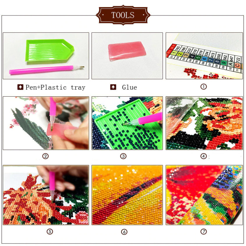 5D DIY Round Diamond Painting Kit Embroidery Mosaic Art Decor