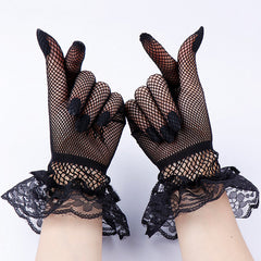 Lace Mesh Breathable Short Gloves for Women