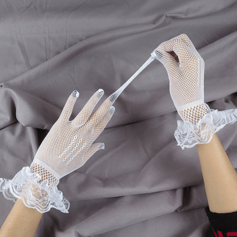 Lace Mesh Breathable Short Gloves for Women