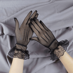 Lace Mesh Breathable Short Gloves for Women