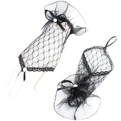 Bowknot Short Lace Fingerless Bridal Gloves Wedding Party Prom Dress Accessories