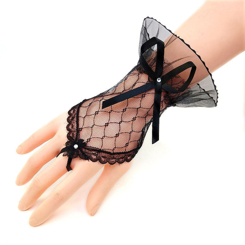 Bowknot Short Lace Fingerless Bridal Gloves Wedding Party Prom Dress Accessories