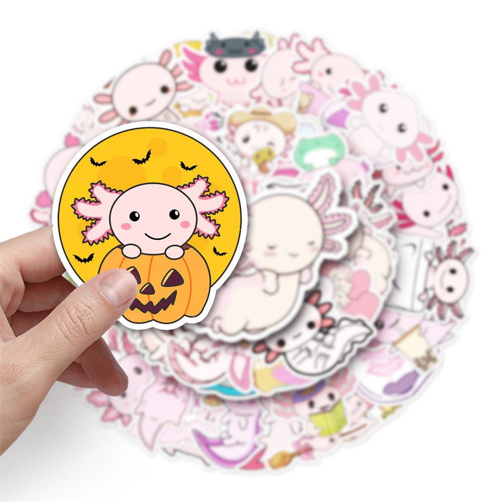 50pcs Pink Axolotl Stickers For Toys Luggage Skateboard Journal DIY Stickers