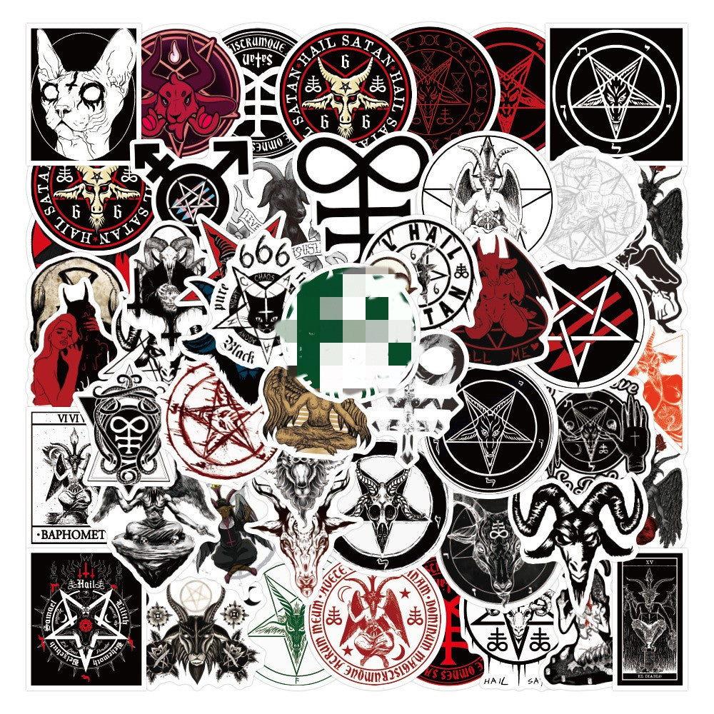 50pcs Unique Satan Inspired Decorative Stickers - Laptop, Refrigerator Decals