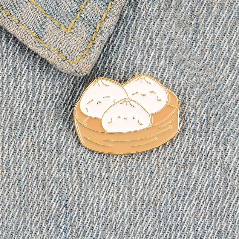 Men's Bun Brooch Traditional Food Pin