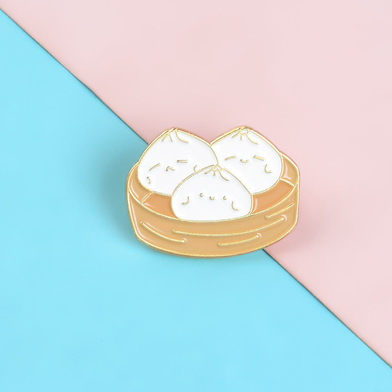 Men's Bun Brooch Traditional Food Pin