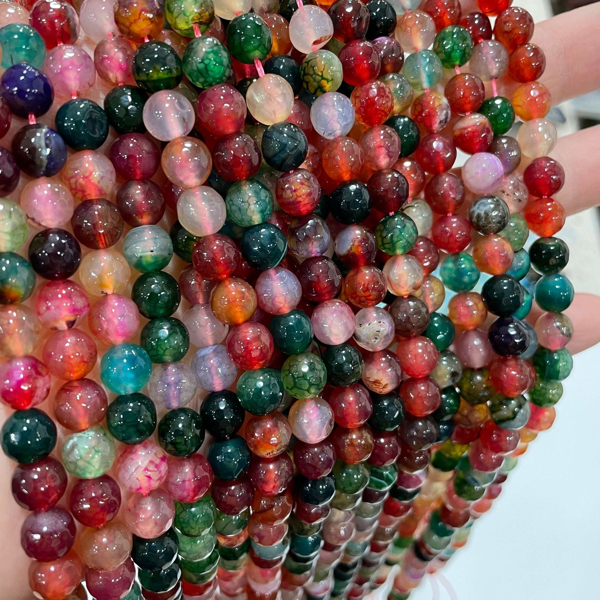 4-10mm Multifaceted Tourmaline Agate Beads for DIY Jewelry - Football Face Beads