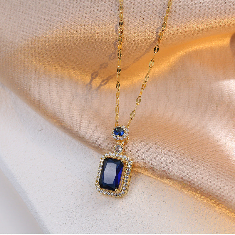 Zircon Crystal Emerald Sapphire Vintage Necklace