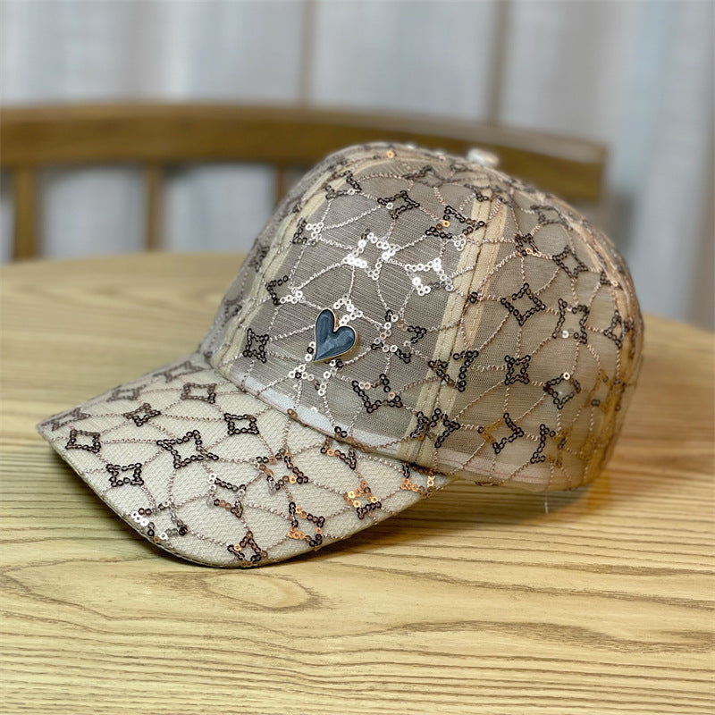 Sequin Star Embroidery Trucker Hat Mesh Baseball Cap Adjustable Sun Hats