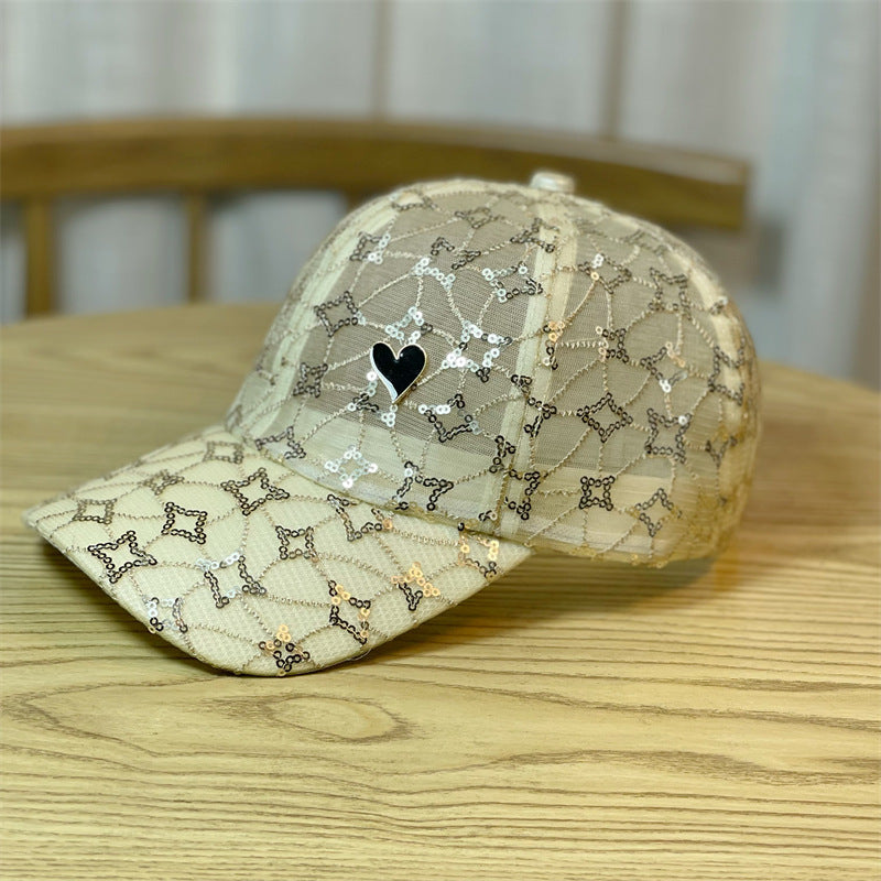 Sequin Star Embroidery Trucker Hat Mesh Baseball Cap Adjustable Sun Hats