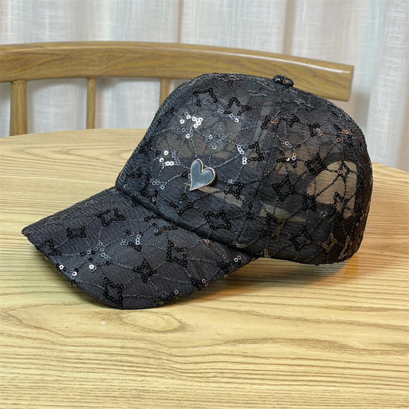 Sequin Star Embroidery Trucker Hat Mesh Baseball Cap Adjustable Sun Hats