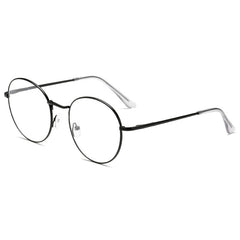 Round Clear Lens Glasses Stylish Metal Frame Anti Light Glasses
