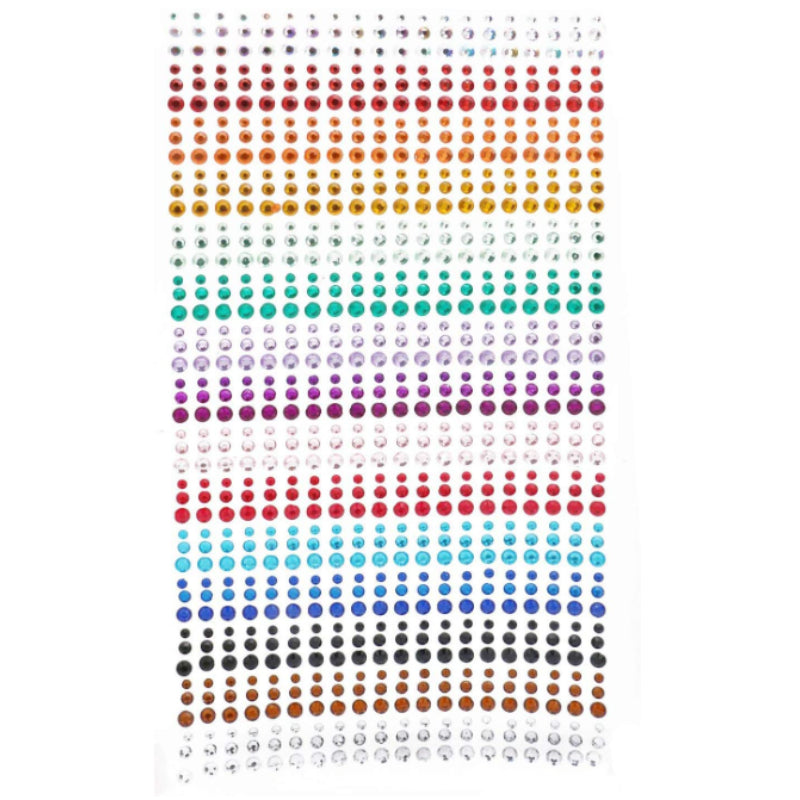 900 Self Adhesive Rhinestone Stickers - 15 Colors - DIY Face Gems Body Stickers
